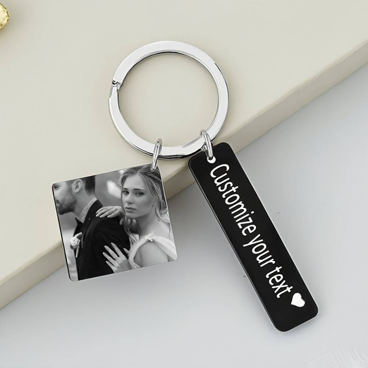 Initial Ring Custom - Custom Engraved Stainless Steel Round Photo